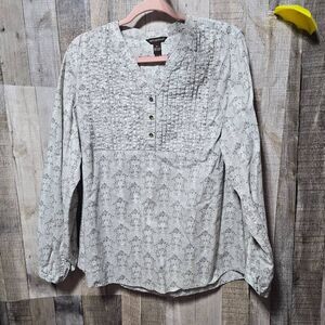 Bit & Bridle Grey Printed Pleated Top